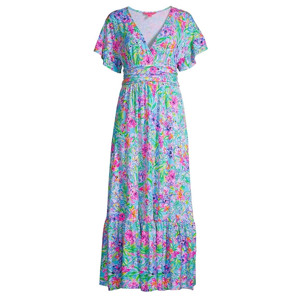 Lilly Pulitzer Jessi Midi Dress Amalfi Blue Alligator Isle